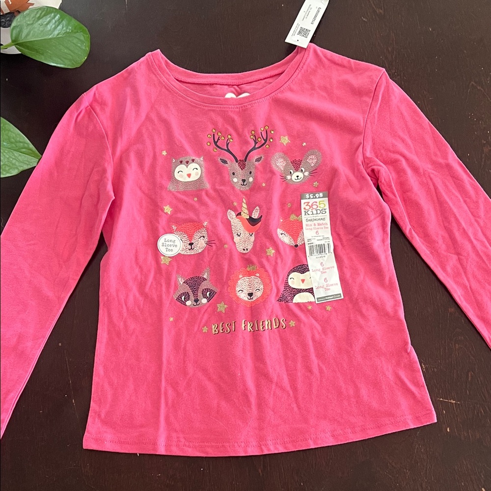Bundle🌸(3 items for $15) Pink Long-Sleeve 'Best Friends' Animal Graphic Tee